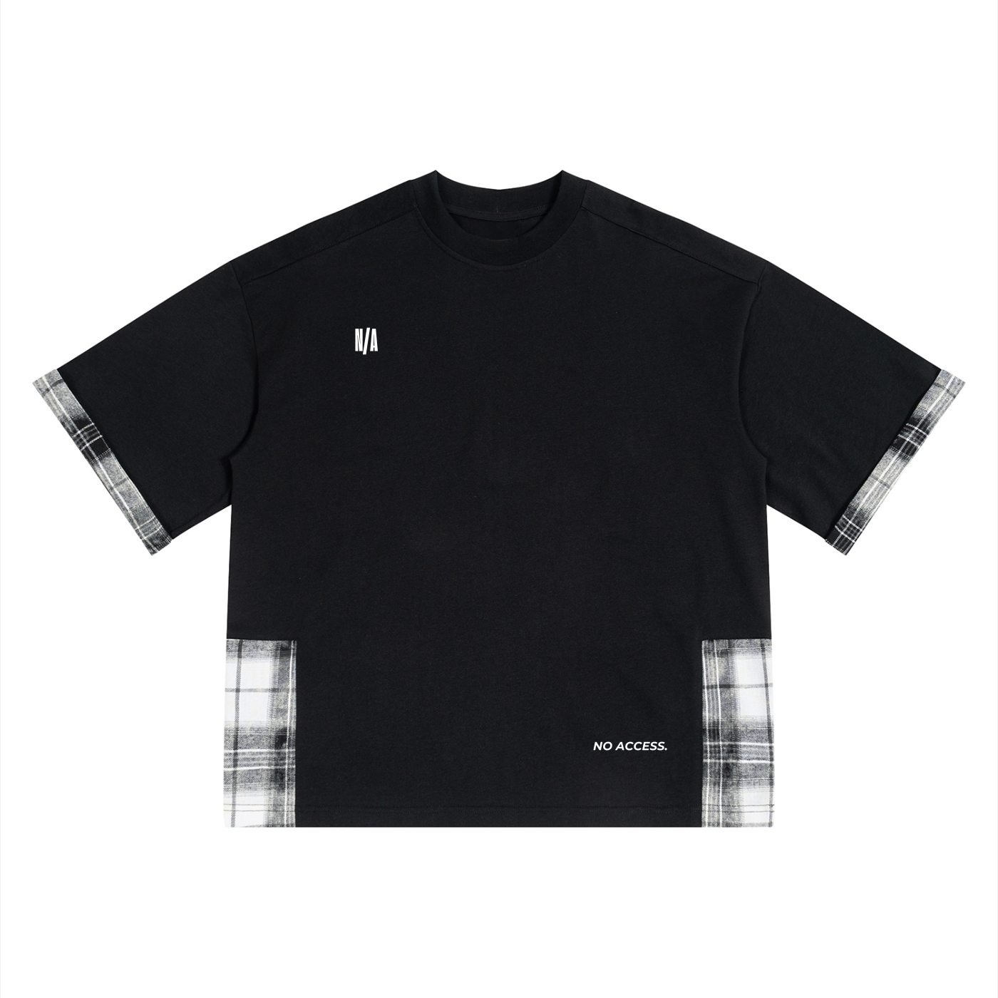 Unisex Plaid Paneled T-Shirt ODMPOD