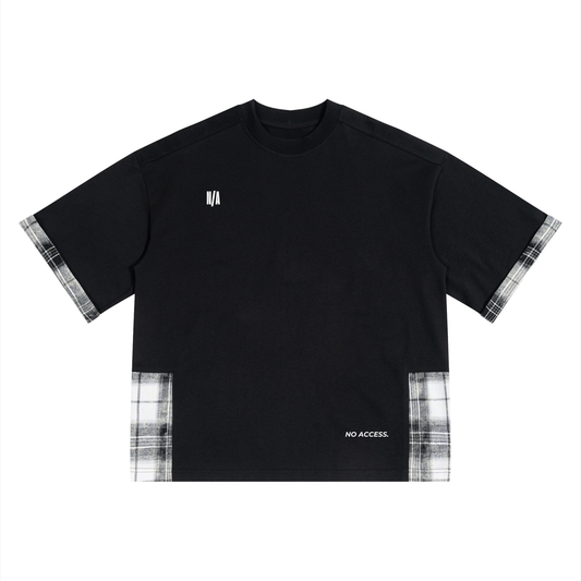 Unisex Plaid Paneled T-Shirt ODMPOD