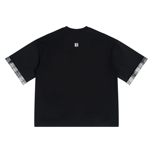 Unisex Plaid Paneled T-Shirt ODMPOD