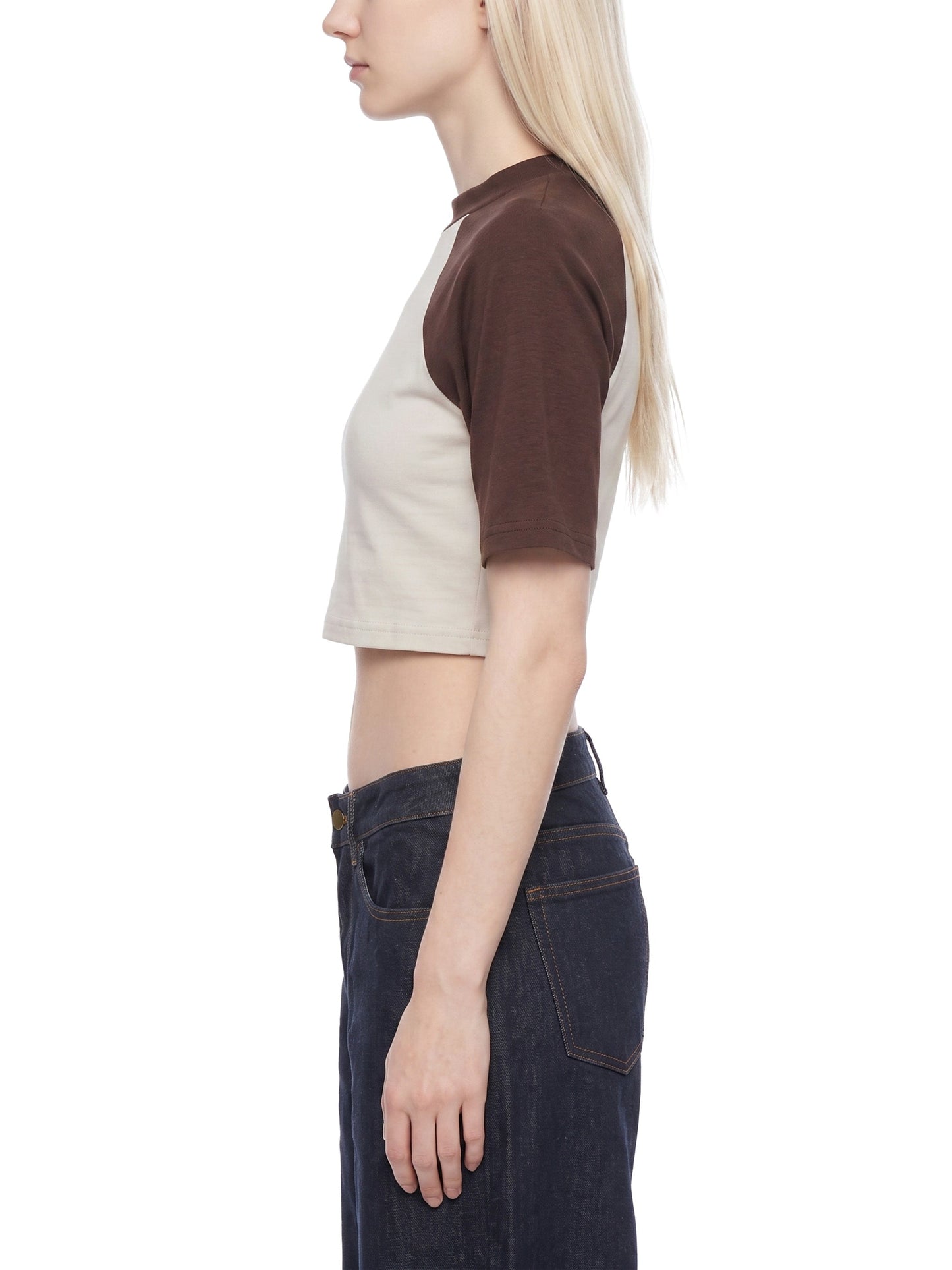 Women’s Color Block Raglan Crop T-Shirt ODMPOD