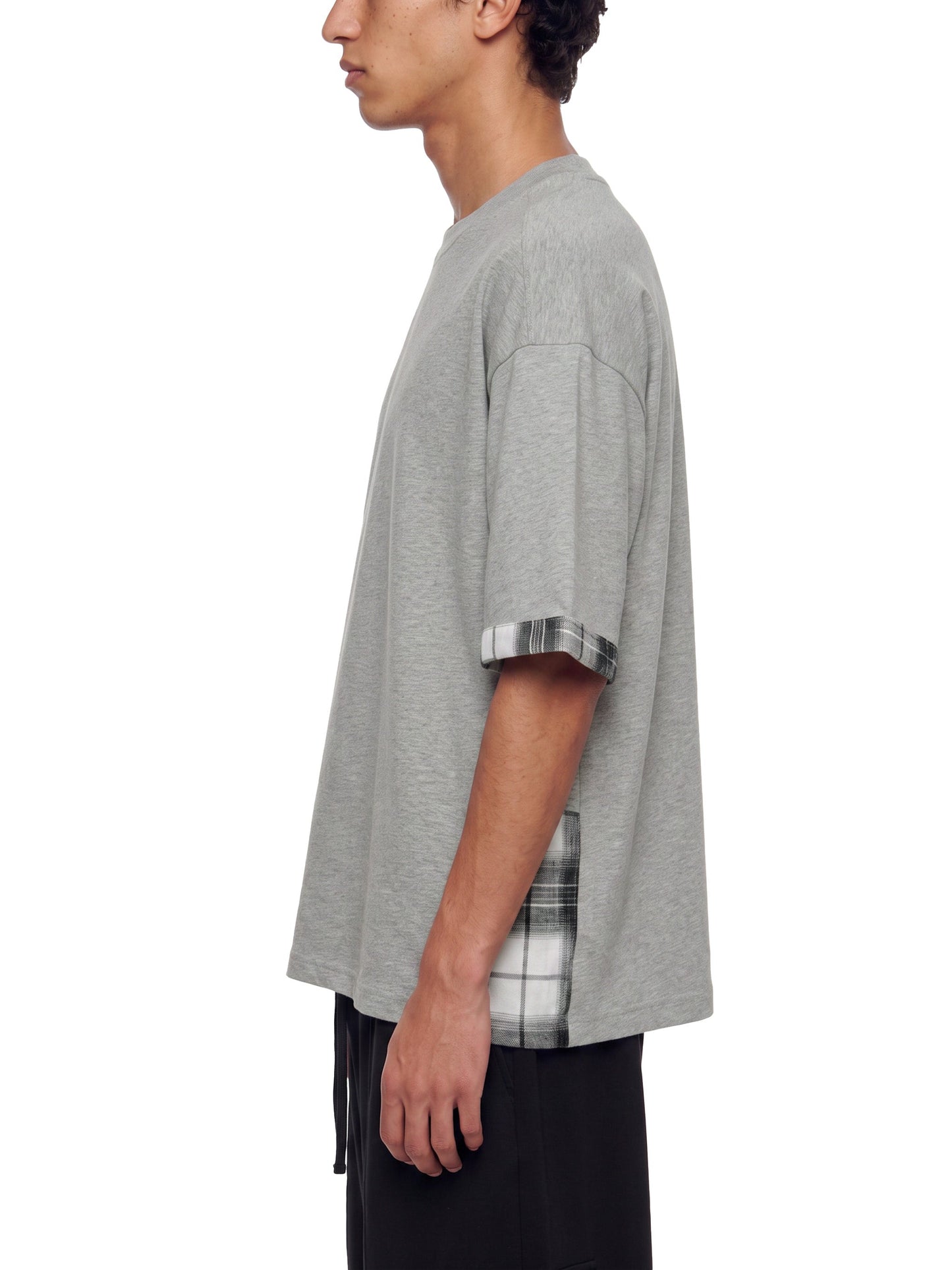 Unisex Plaid Paneled T-Shirt ODMPOD