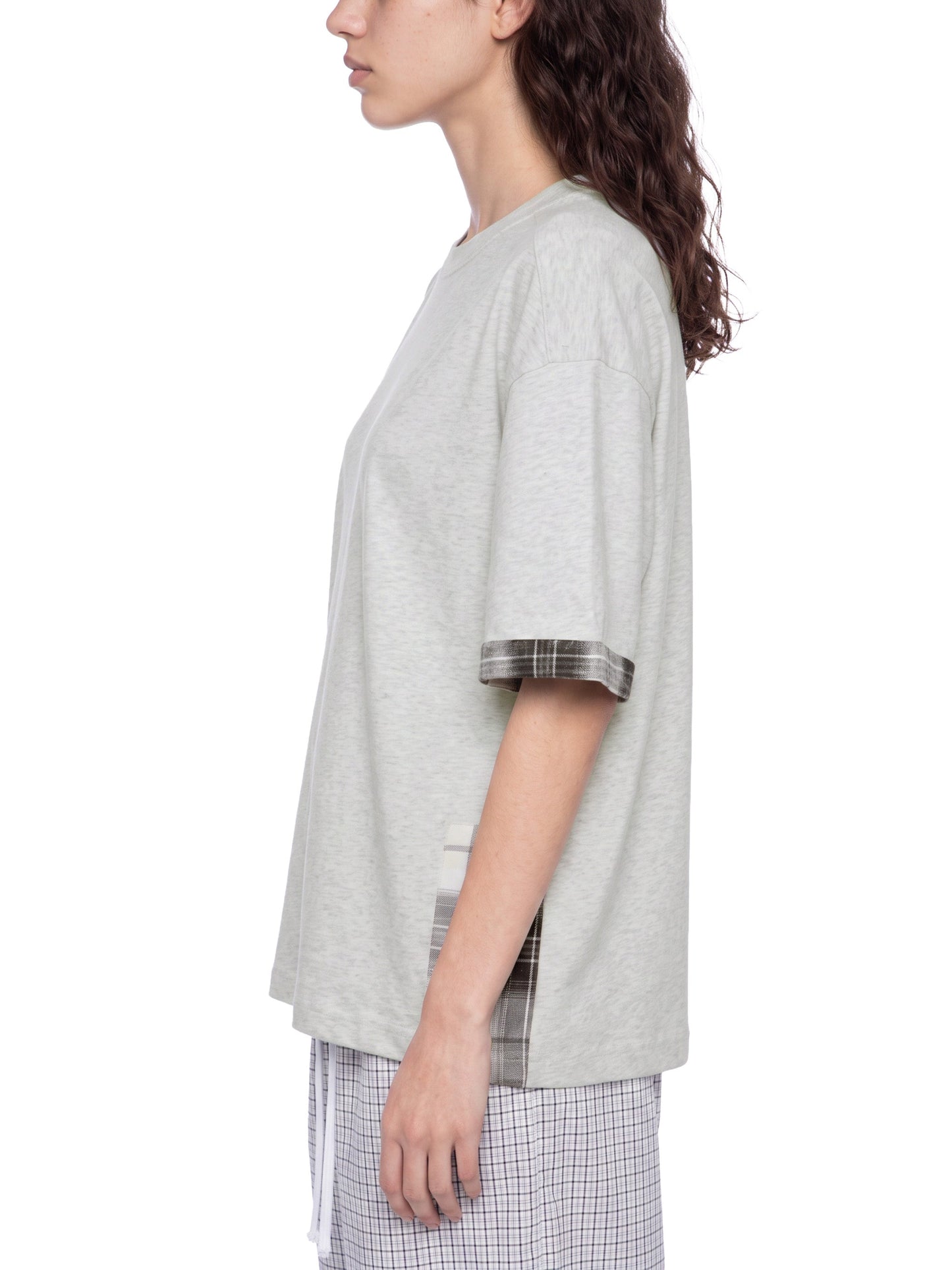 Unisex Plaid Paneled T-Shirt ODMPOD